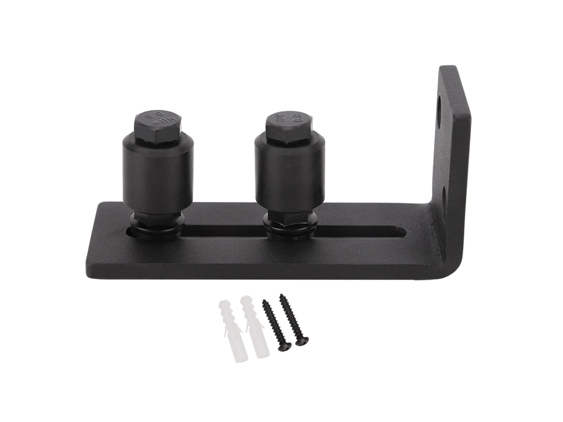 VYLARA Guia Deslizante Para O Piso Para Porta De Celeiro, Rolos Ajustáveis Deslizamentos Lisos Com Rolamento Embutido Quadro De Aço Carbono Superfície Preta,