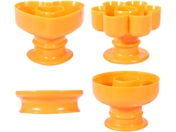 Conjunto De 4 Formas De Plástico Amarelo Para Donuts, Reutilizáveis, Leves E Fáceis De Usar.