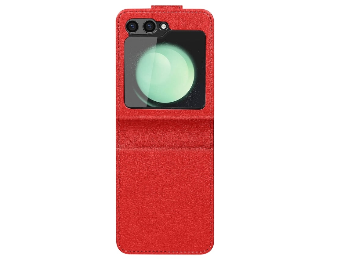 Capa Fólio Para Samsung Galaxy Z Flip 5 Ushion Pele Vermelho
