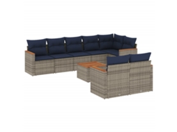 Conjunto de Sofá de Jardim, 9 Peças, Almofadas, Rattan Cinza MAISON EXCLUSIVE