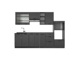 Linha De Fama Da Cozinha, 280cm, Pt Antracite, Cinza Escuro, Antracite, Vicco