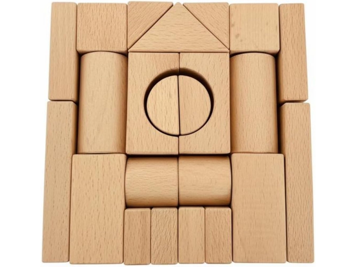 Brinquedo Educativo De Blocos Madeira Para Montar, Peças Clássicas