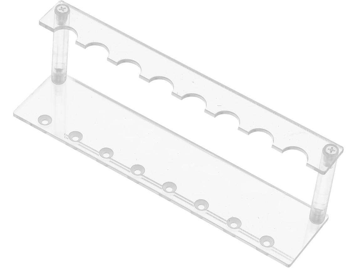 Organizador de canecas e escorredor de bebidas em acrílico branco com vários compartimentos, ideal para decoração.