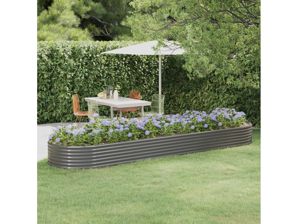 Vidaxl Canteiro Elevado Jardim 396x100x36 Aço Galvanizado Cinzento