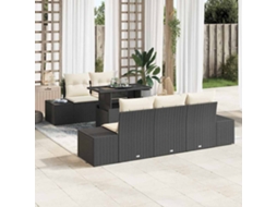 Vidaxl Conjunto De Sofás 6 Unid. Preto E Creme Vime Pe