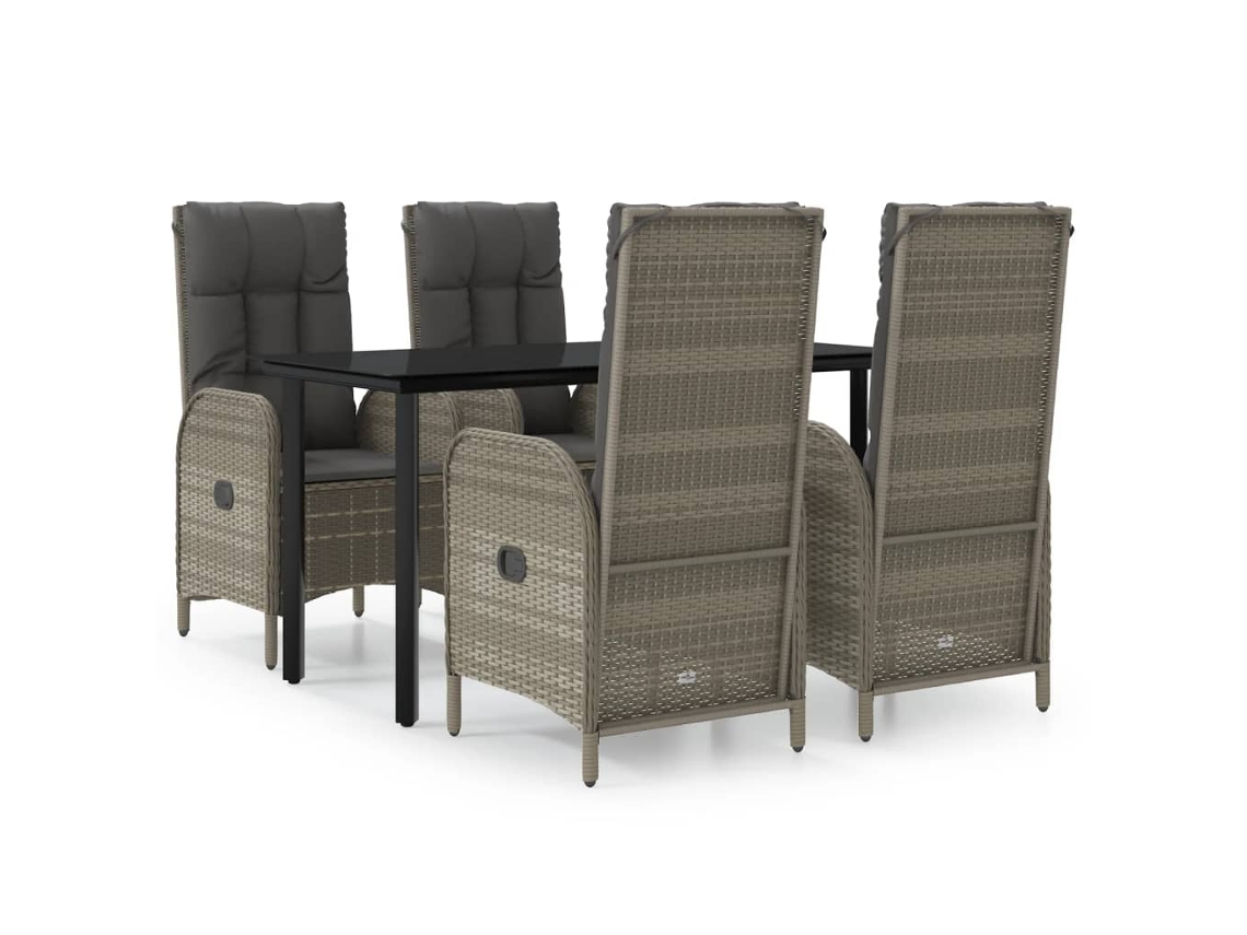 Garden Dining Set, Garden Dining Sets Vidaxl Cinzeto Rattan / Vime (mesa Com 140 Cm De Comprimento)