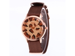 Relógio de pulso de quartzo unissex com pulseira de nylon, estilo casual (marrom)