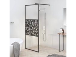 Vidaxl Divisória De Chuveiro 90x195cm Vidro Esg Design De Pedras Preto