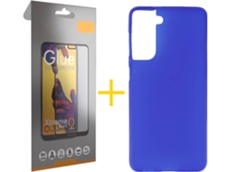 Capa e Película de Vidro Full Samsung S21 SKYHE Silicone Liso Azul