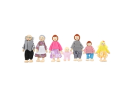 Walshlxq casa de Bonecas de Madeira com 7 Figuras Familiares Simuladas para Jogo de Imaginação 1:12