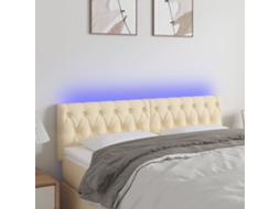 Vidaxl Cabeceira De Cama C/ Luzes Led Tecido 160x7x78/88 Cm Cor Creme