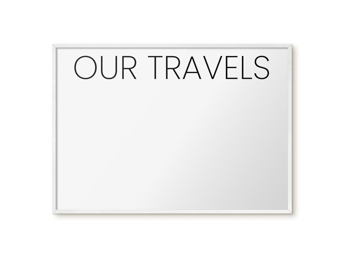 Quadro magnético de parede Nossas Viagens para o quarto Espelharte (100x70 cm)