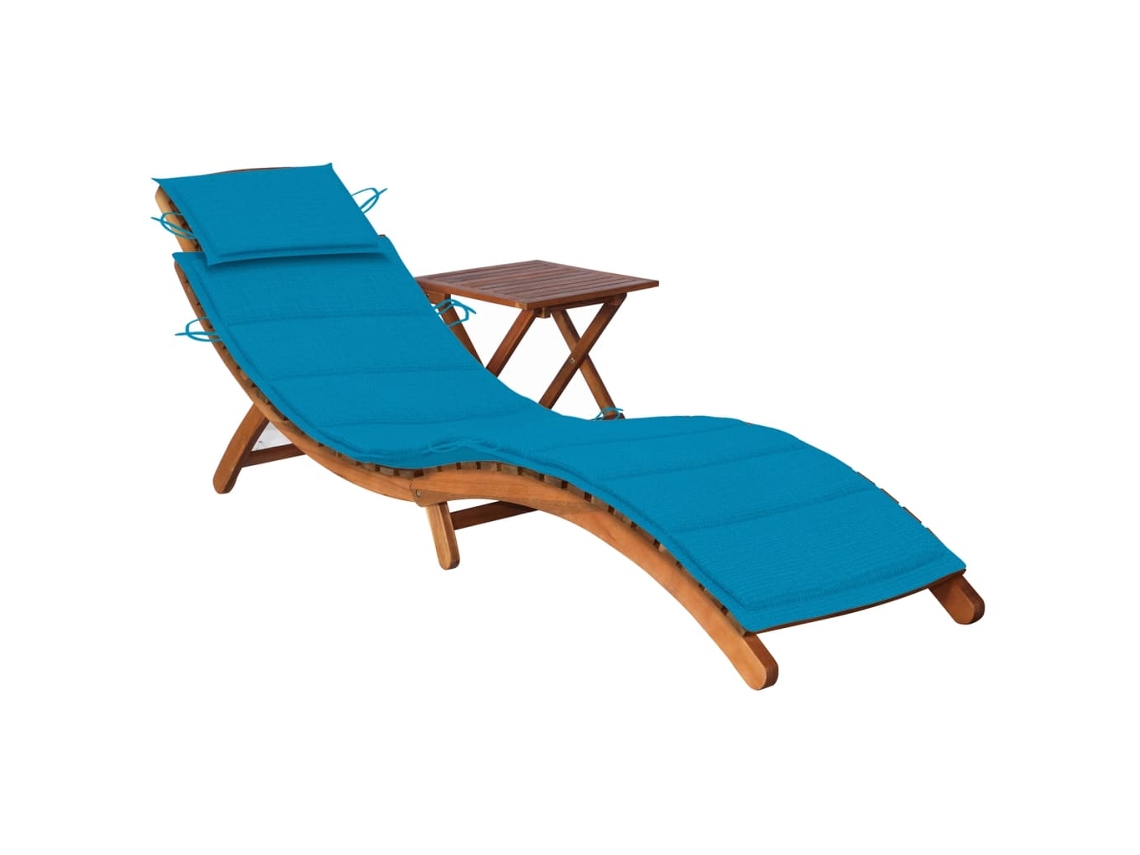 Sunlounger With Table, Sunloungers With Tables Vidaxl Azul Madeira De Acácia (n/a)