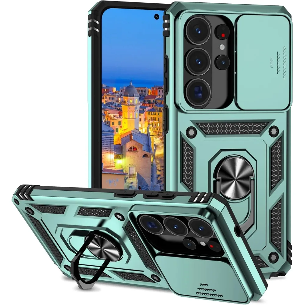 (verde, Galaxy S22 5g) Capa Para Celular Com Suporte De Anel, Proteção Deslizante E Resistente A Impactos Para A Lente Da Câmera.