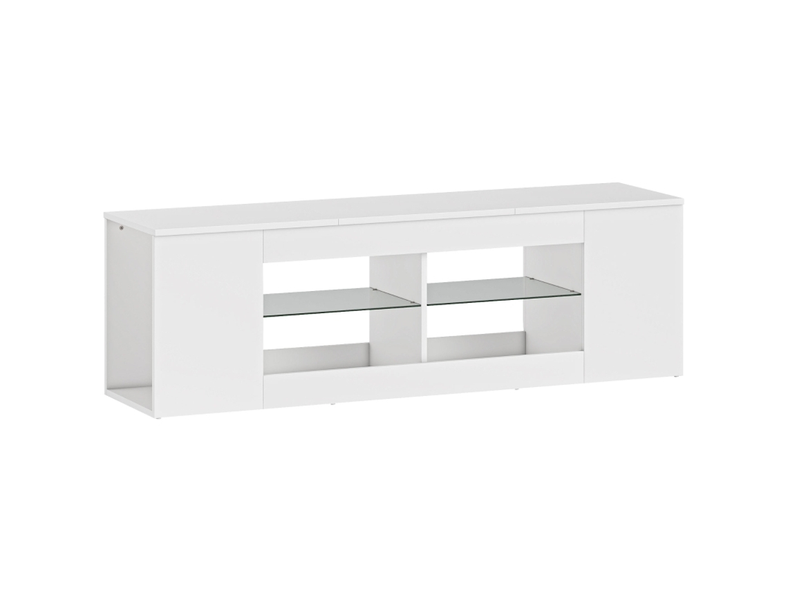 Móvel Para Tv Branco, 140 X 35 X 42,5 Cm, 6 Compartimentos E 2 Prateleiras De Vidro, Para Tvs Até 65 Polegadas