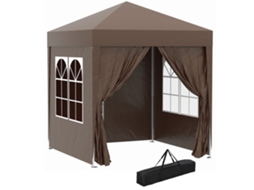 Gazebo Dobrável de 2x2 M com 4 Paredes Removíveis e Bolsa de Transporte, Feito de Metal e Poliéster, Marrom. E TOWN COMMERCE GMBH
