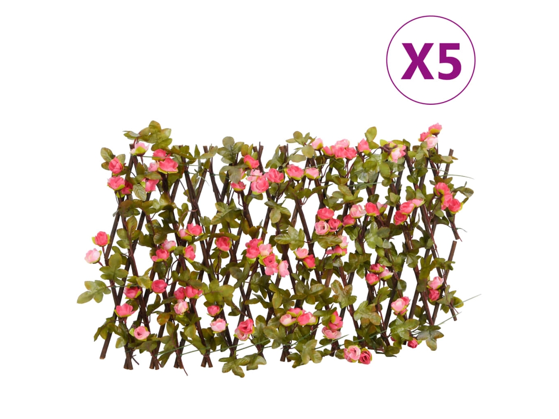 Vidaxl treliça Hera Artificial Extensível 5 Pcs 180x20 Cm Rosa Escuro