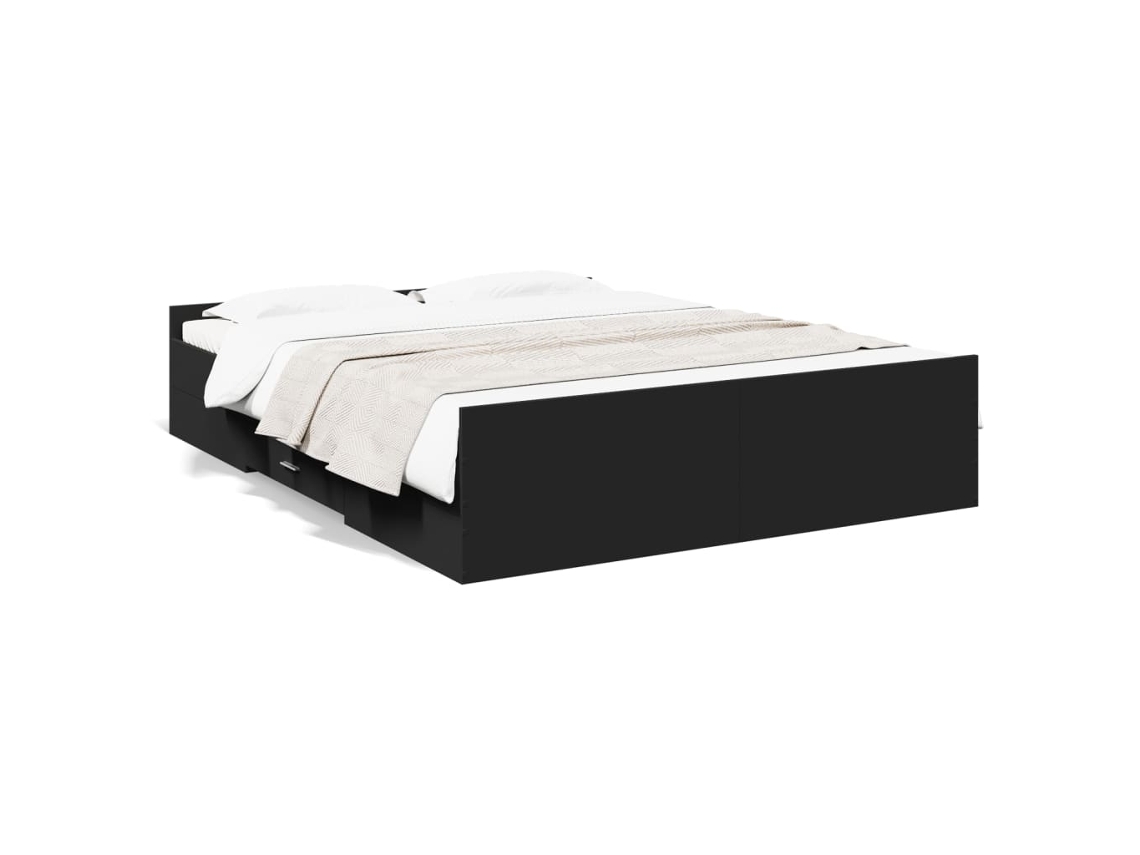 Estrutura de Cama com Gavetas Derivados de Madeira Preto MAISON EXCLUSIVE 150x200 cm
