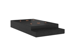 Conjunto 1 Estrado De Cama Com Arrumação Vidaxl Preto Madeira De Pinho Maciça (120 Cm)