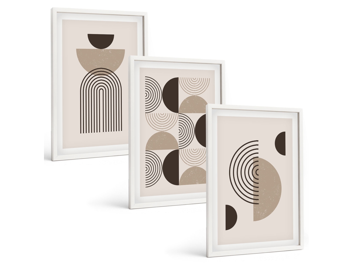 Composição De Quadros Padrões Minimalistas Abstratos Moldura Branca Imagens Para Um Quarto Infantil Espelharte (3 Piezas De 40x60 Cm)