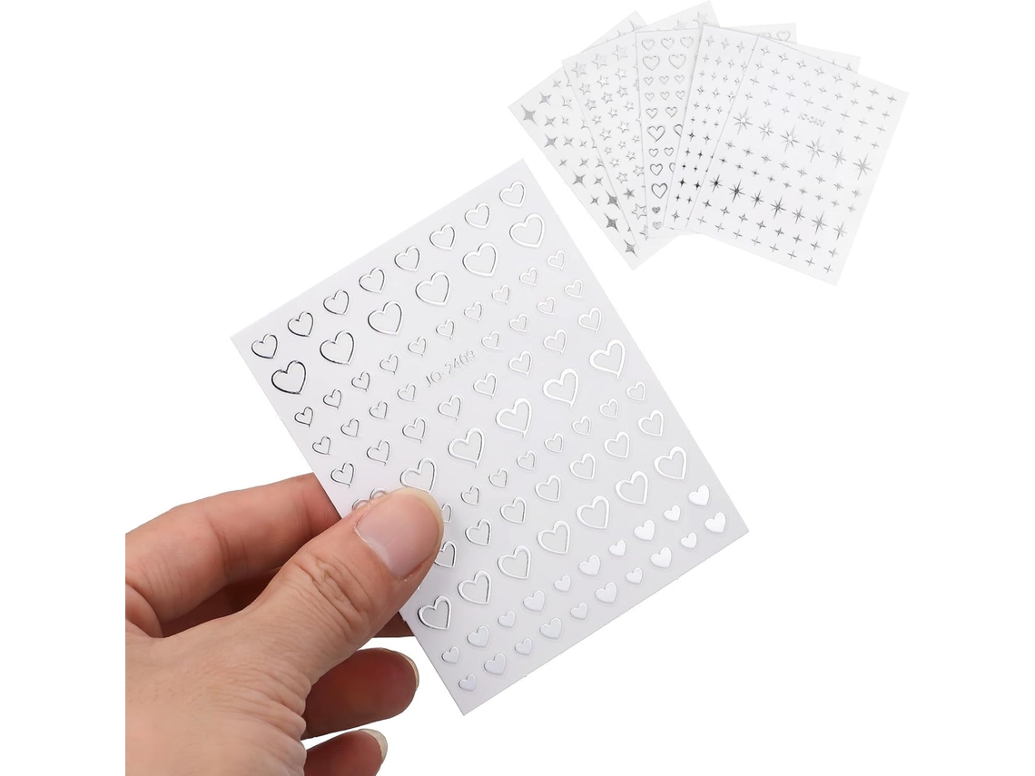 Adesivos autocolantes em formato de coração e estrela, marrom, 5 folhas de papel