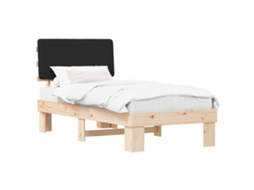 Estrutura de Cama com Cabeceira Estofada Preto 80x200 cm MAISON EXCLUSIVE