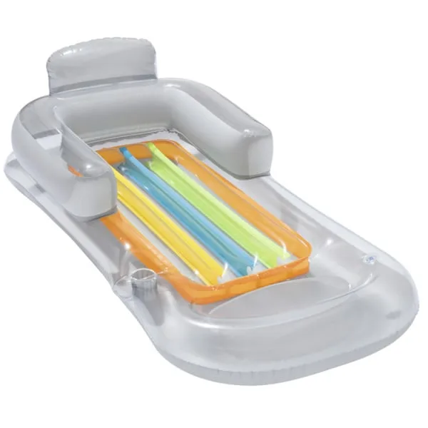 Colchão Inflável Individual Para Água Com Apoio De Braço, Porta-copos E Encosto, Para Brincadeiras Aquáticas, Tamanho Adulto, Transparente.