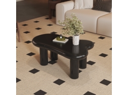 Mesa de centro Nuvem Preta em MDF com iluminação LED colorida e gaveta - Mesa moderna para sala de estar com armazenamento prático e elegante.