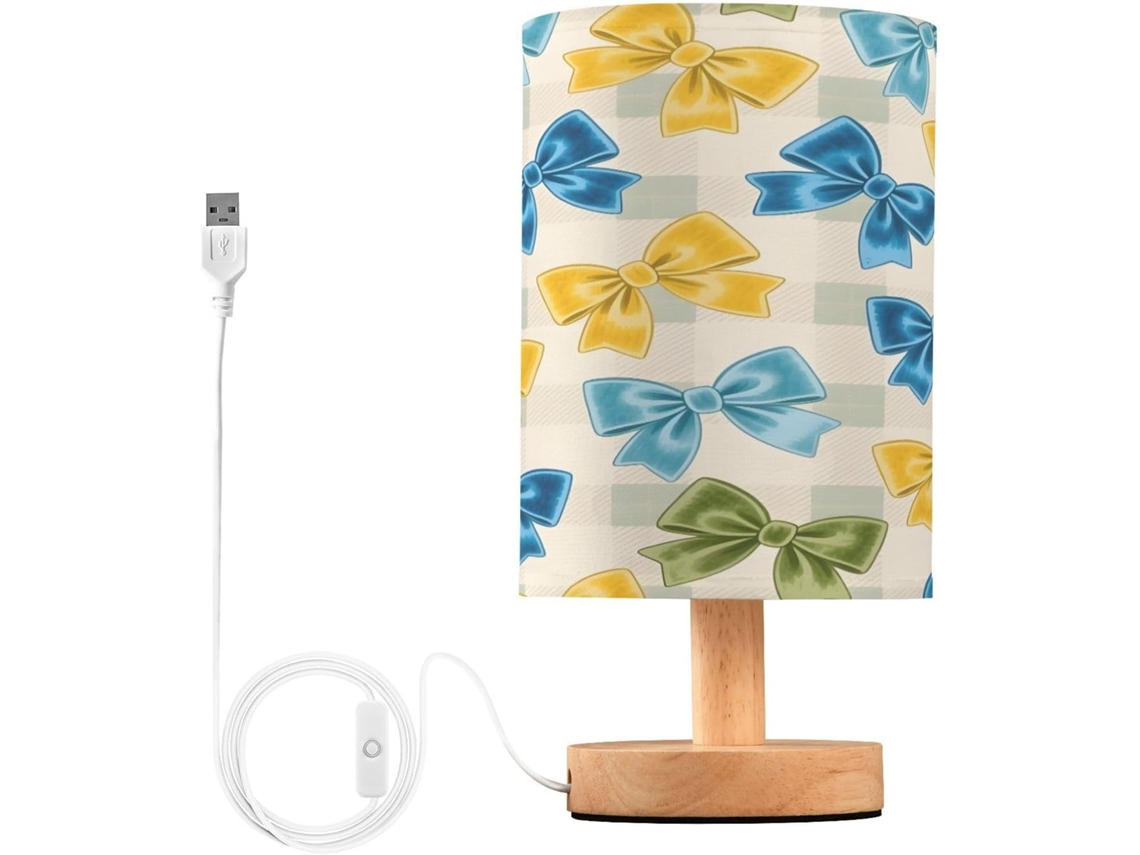 Luminária de mesa para cabeceira em formato não quadrado para quarto, com suportes para transporte USB-C.