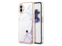 Capa Para Celular Nothing Phone 1 Com Compartimento Para Cartão E Estampa De Mármore Imd