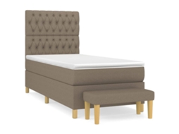 Cama com Molas e Colchão Tecido Castanho Acinzentado MAISON EXCLUSIVE (90x200 cm)
