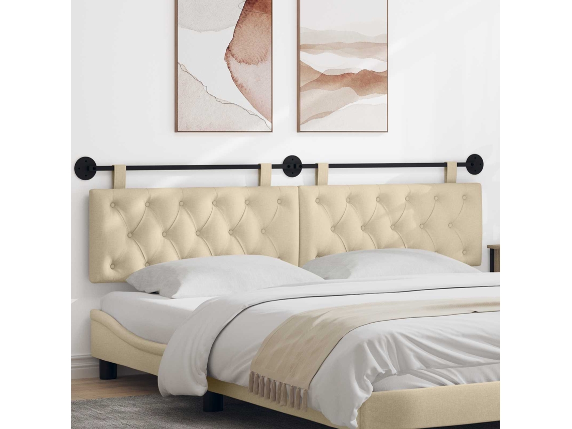 Vidaxl Cabeceira Suspensa Creme Tecido