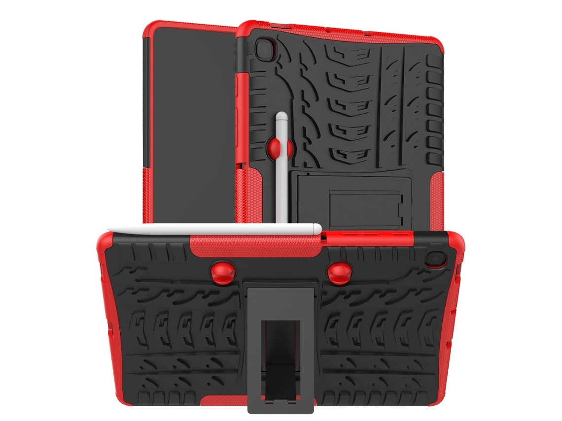 Capa resistente com suporte para Samsung Galaxy Tab S6 Lite, vermelha