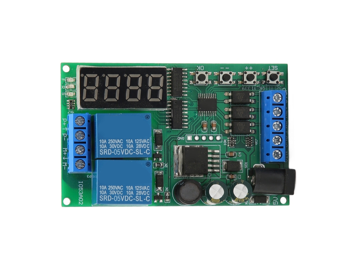 Placa de Controle de Motor com Alimentação Dupla, Indicadores e Ciclos de Atraso