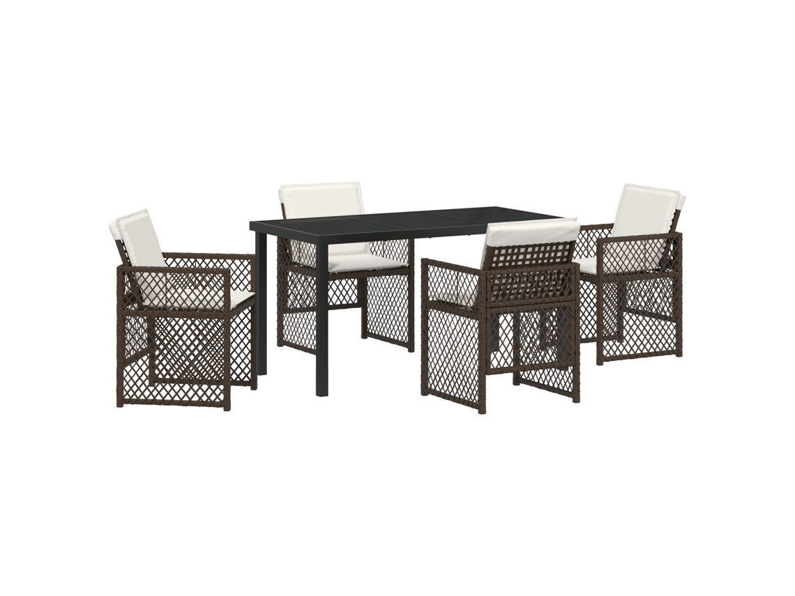 Conjunto 5 Conjunto De Jantar Para Exterior Vidaxl Castanho Vime Pe (140 X 70 X 73 Cm)