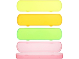 Villcase Estojo compacto e prático para armazenamento de pasta de dente e creme dental, 4 peças, plástico PP, ideal para viagens e uso doméstico.