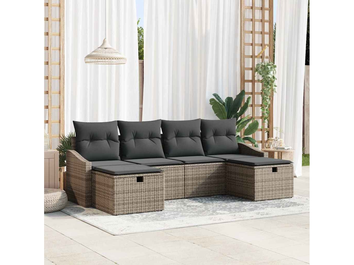 Vidaxl Conjunto De Sofás 6 Unid. Vime Pe