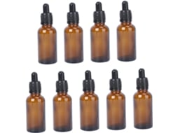 Conjunto De 9 Frascos Vazios Para Óleo Com Conta-gotas, Em Vidro Âmbar, Ideais Para Aromaterapia E Misturas Pessoais.