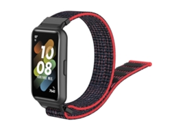 Bracelete de Nylon Ajustável Prendedor de Laço para Huawei Band 7 Preto/Vermelho