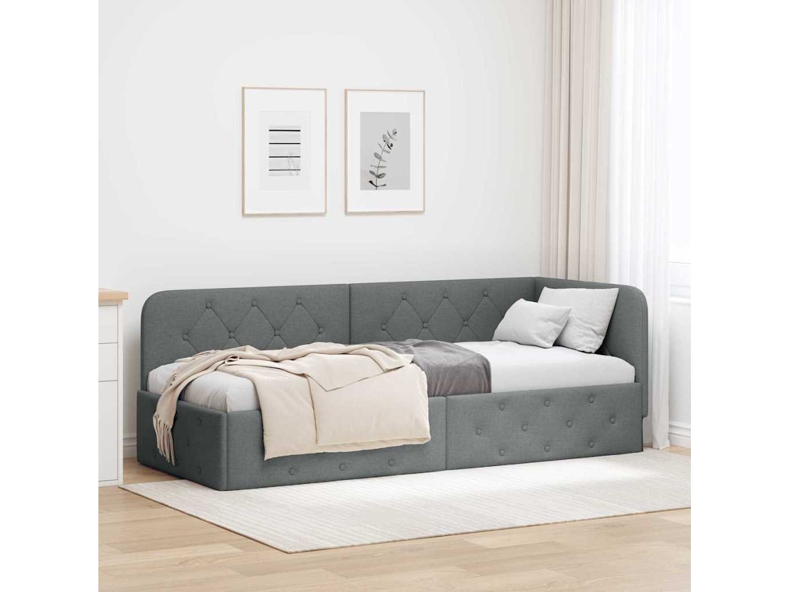 Vidaxl Estrutura De Cama De Canto Cinza Escuro 80 X 200 Cm Tecido