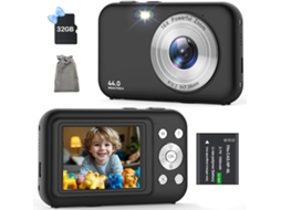 Câmera Digital Infantil 44mp 1080p Com 20 Filtros Criativos (preta)