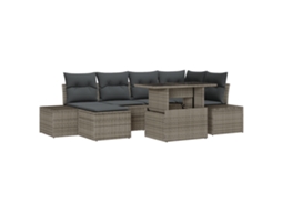 Conjunto 7 Conjunto De Sofás Para Exterior Vidaxl Cinzento Vime Pe (264 X 154 X 85 Cm)