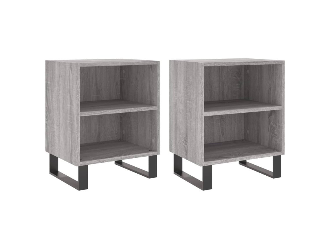 Mesas Cabeceira Conjunto de 2 Derivados Madeira Cinza Sonoma MAISON EXCLUSIVE (40x30x50 cm)