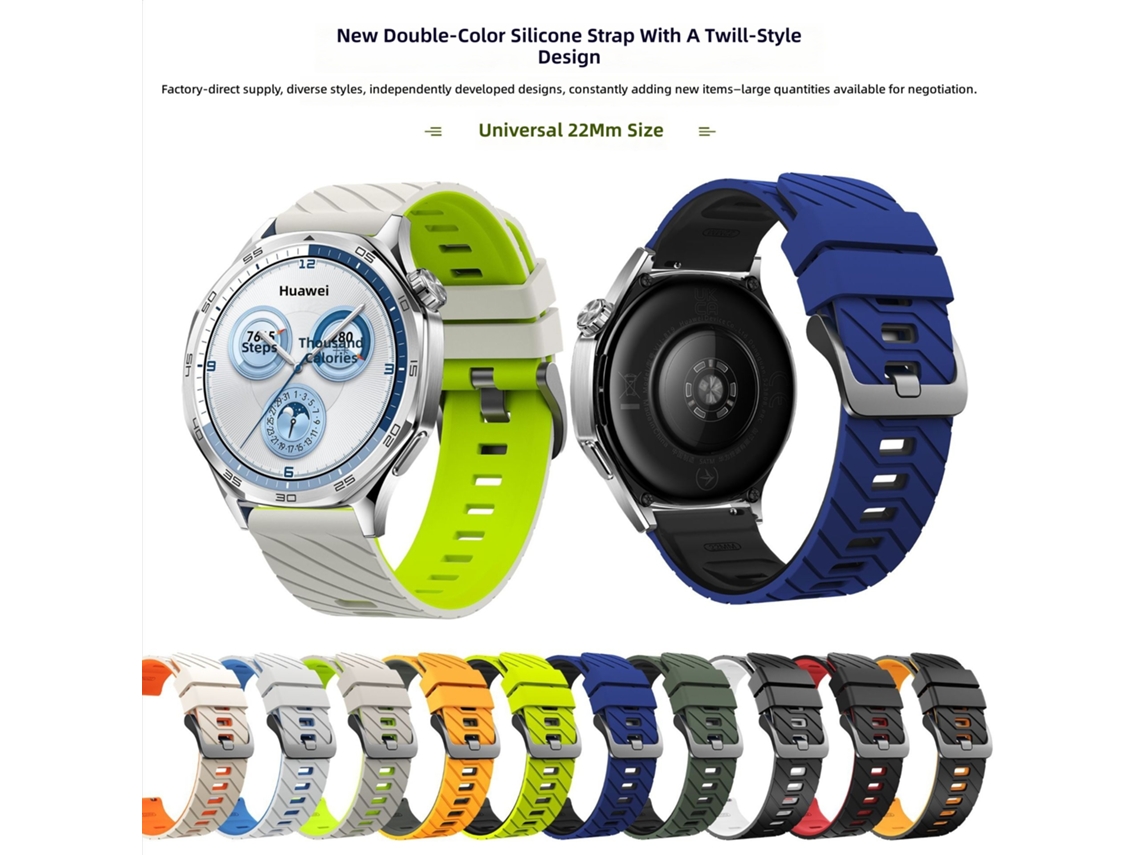 Pulseira de Silicone Bicolor 22mm para Huawei Watch Gt5/4/3/2 46mm e Watch 4/3 CHABERLU