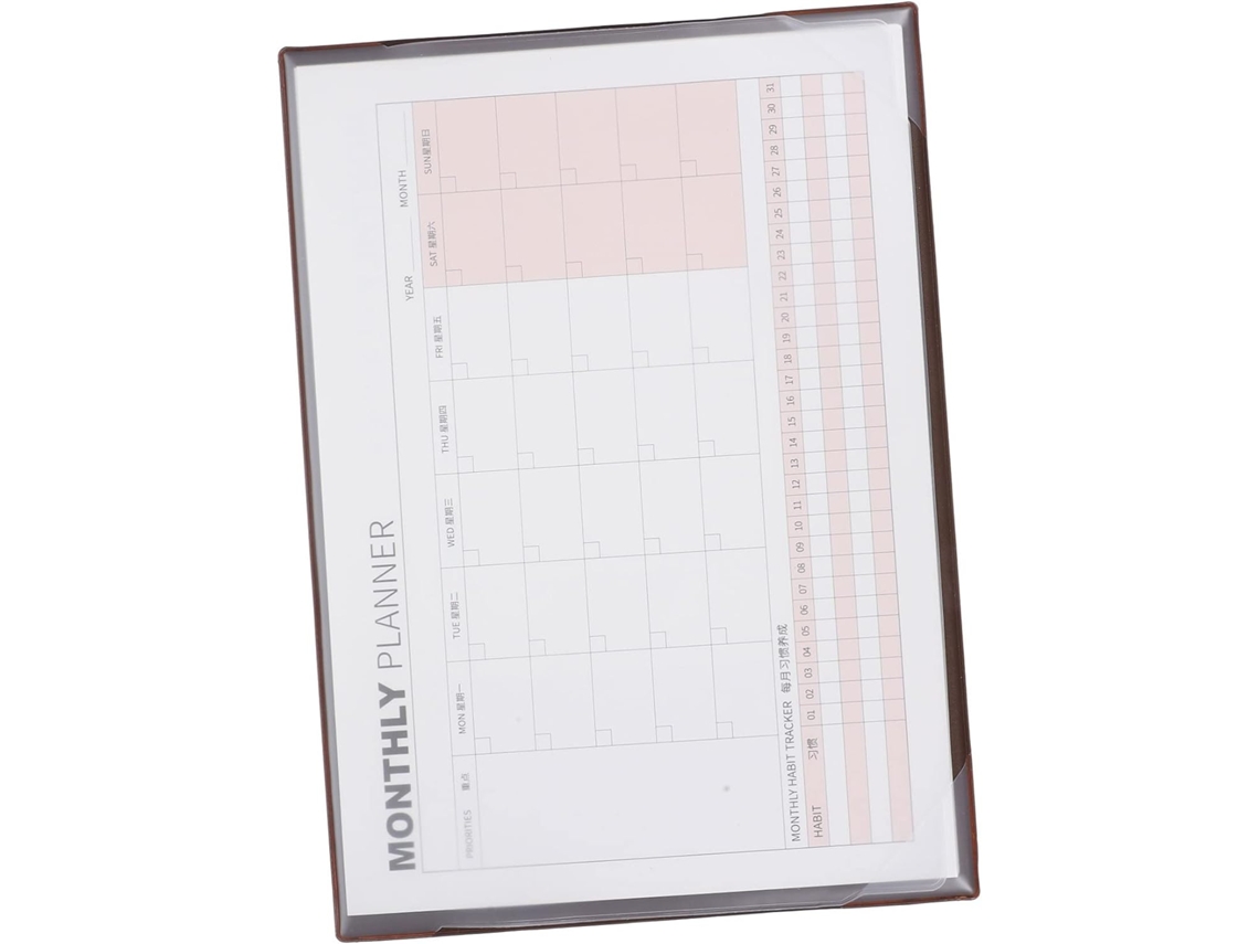 Bloco de Notas Mensal Amosfun com Calendário Auto datado para Organização Trabalho e Casa.