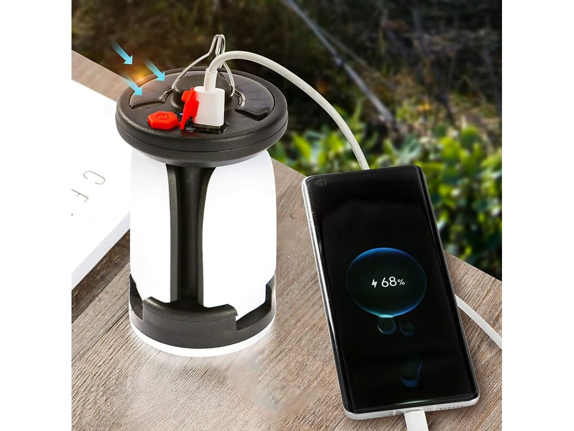 Lanterna Solar Camping Recarregável 500lm 2000mah