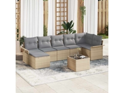 Vidaxl Conjunto De Sofá De Jardim 8 Unid. Bege Vime Pe