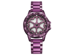 Relógio de Pulso Feminino Sanda Moda Casual Quartzo com Strass Roxo