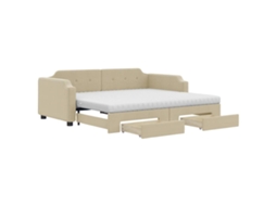 Daybed With Trundle, Daybeds With Trundles Vidaxl Creme Tecido (90 X 200 Cm)
