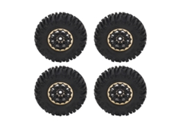 4pcs Pneu De Borracha Rc Aro De Latão Preto Robusto Roda Para Carro Crawler Axial Scx24 1/24 Buraco Quadrado
